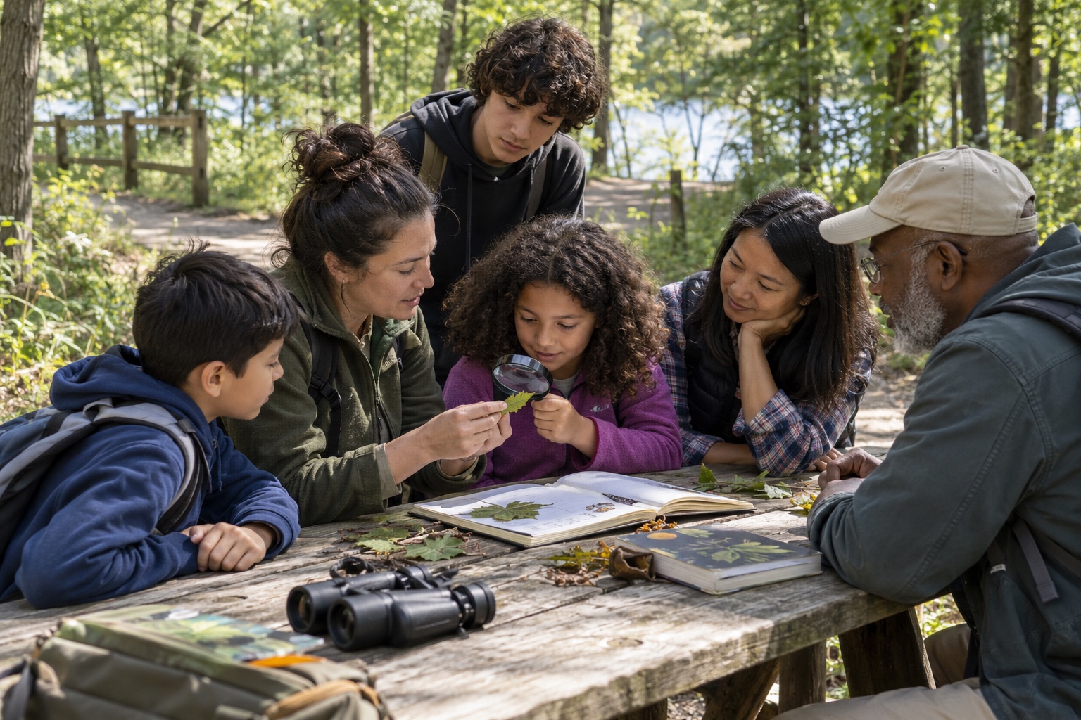 Students and adults exploring science together outdoors (illustrative photo)